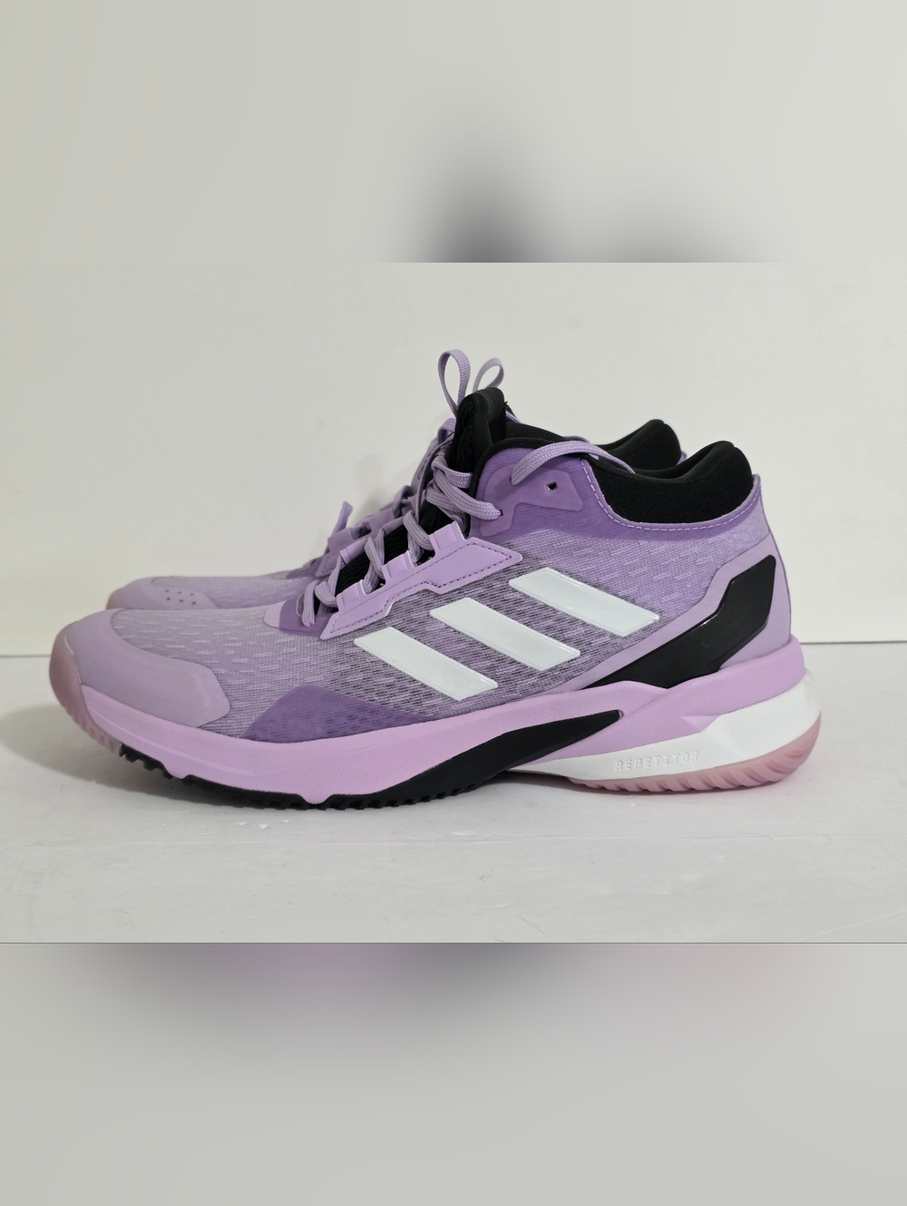 adidas Women's Lavender Purple Athletic Sneakers with White Stripes